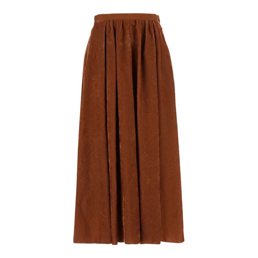 Forte_Forte Women Brown Pleated Long Skirt In Corduroy For Women